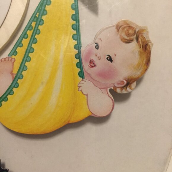 VTG 90's BEISTLE Baby Shower Decorations Honeycomb, Garland/14" Stork NEW SEALED - Picture 4 of 12